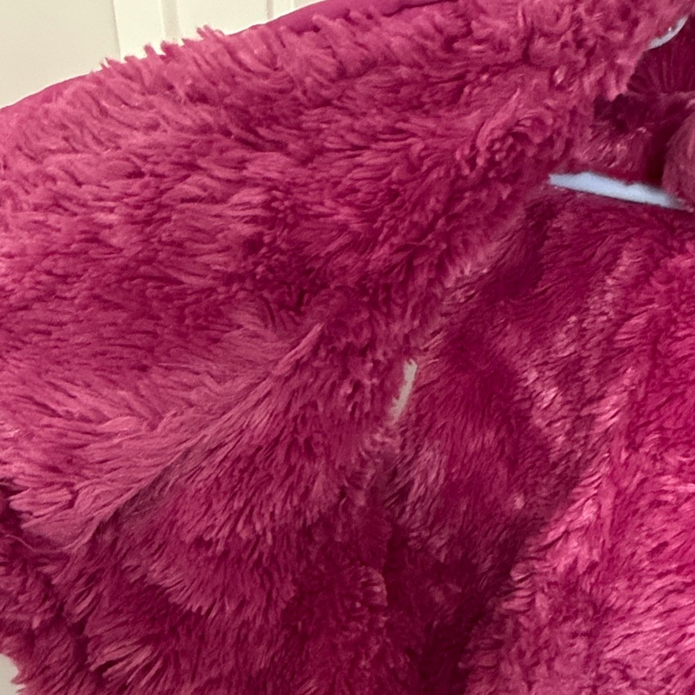Girls' Magenta Puffer Vest with Hood Pom-Poms - Picture 6 of 7